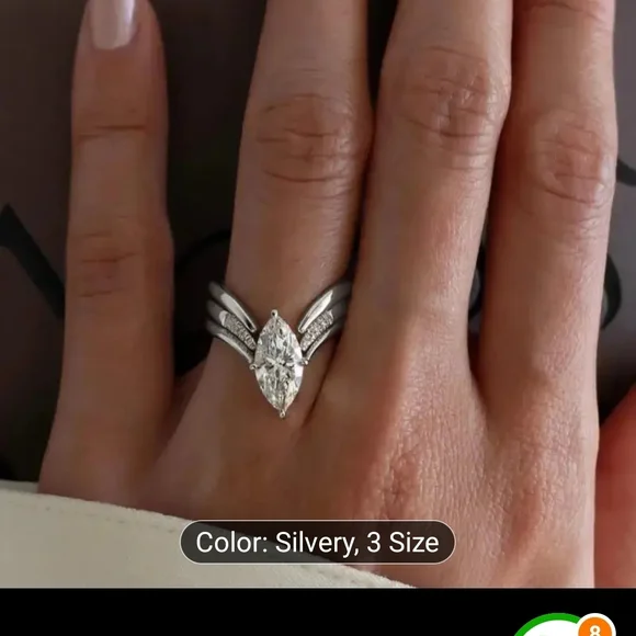 Source Unknown Silver Marquise Ring - Picture 3 of 7